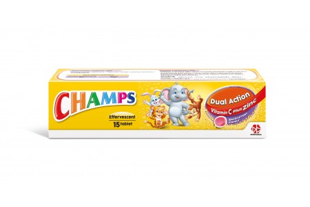 CHAMPS EFF DUAL ACTION VIT C+ZINC BC 15S (EXP : 05/27)